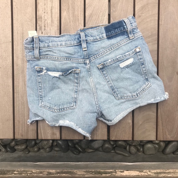 SOCIALITE Blue Denim Button Up Distressed Shorts - Picture 3 of 6